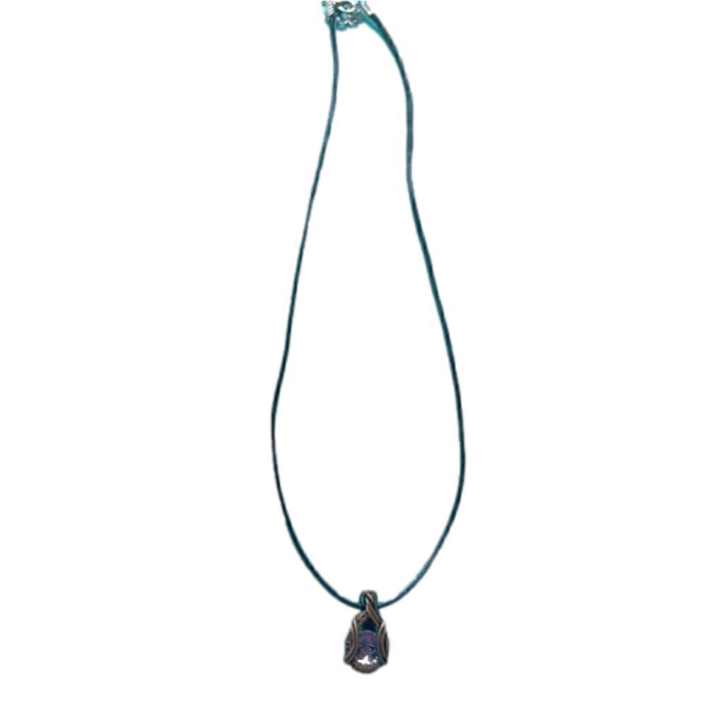 Amethyst handmade wire wrapped pendant NIB